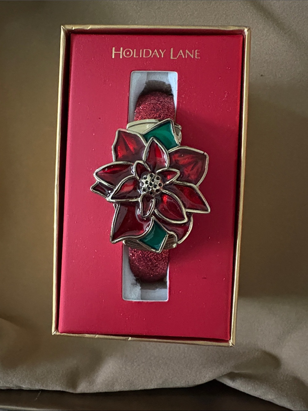 Red Poinsettia Bracelet Watch